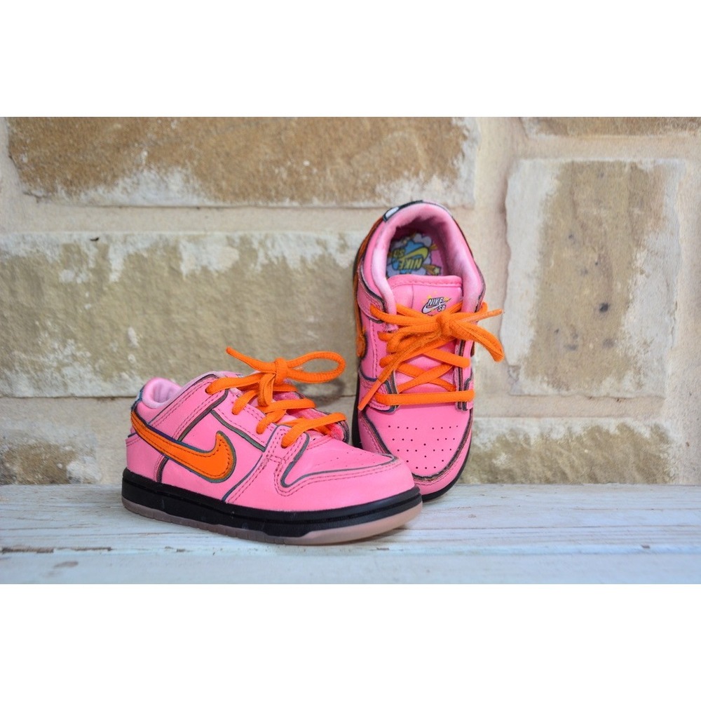 Nike SB Dunk Low PS Powerpuff Girls Blossom Pink Orange Kids Size 8C